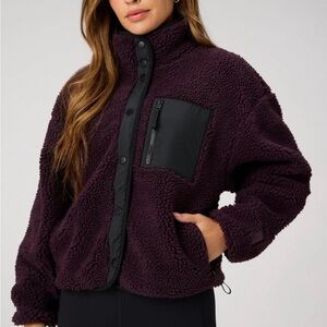 Fabletics Deep Purple Teddy Jacket with Black Details